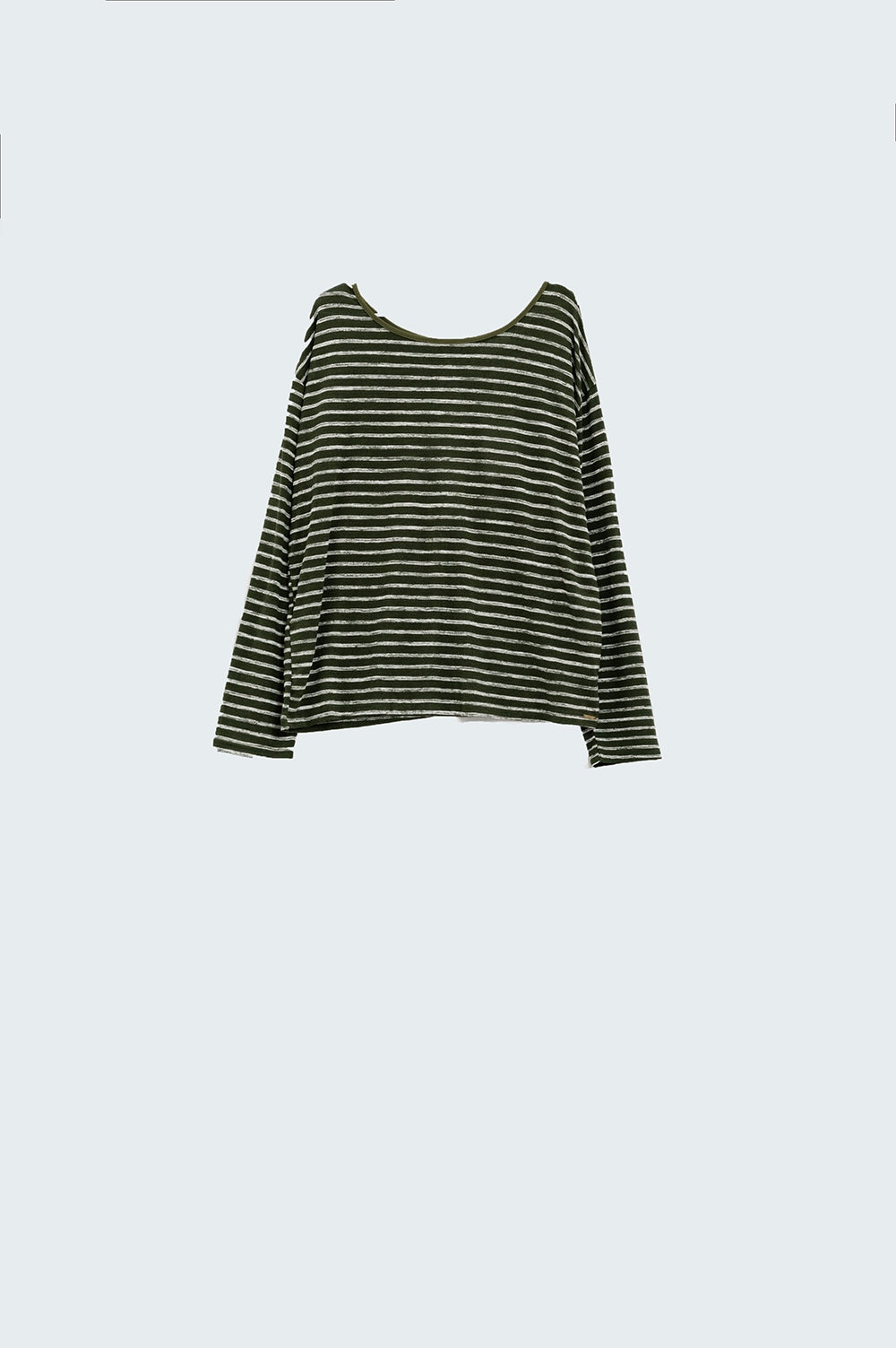 Relaxed striped T-shirt in khaki with open back detail