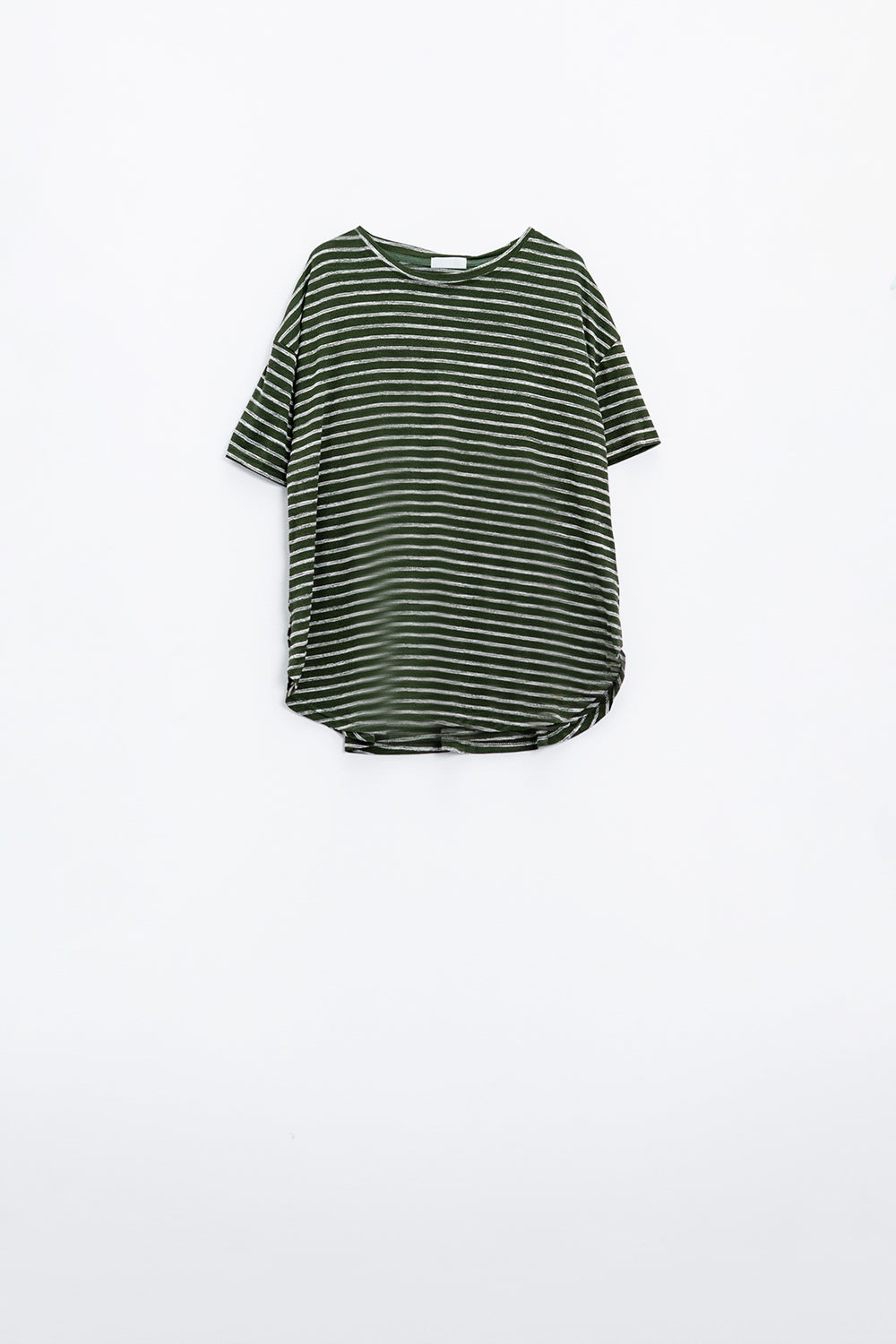 Relaxed Striped T-shirt With Crew Neckline In Khaki