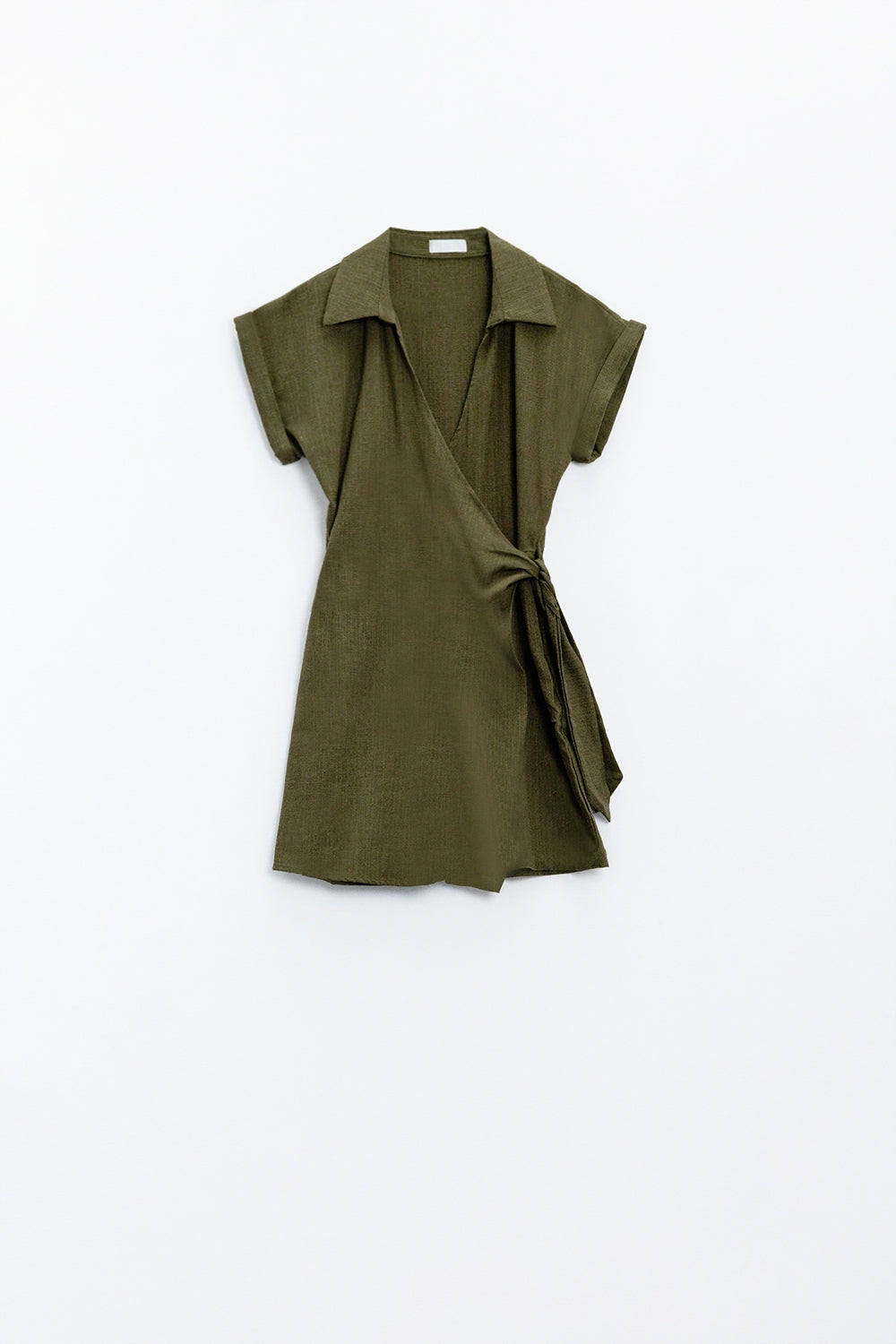 UNIKCOSA Khaki playsuit With Tie Closing At The Side