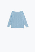 Light blue sweater in argyle print with boat neck