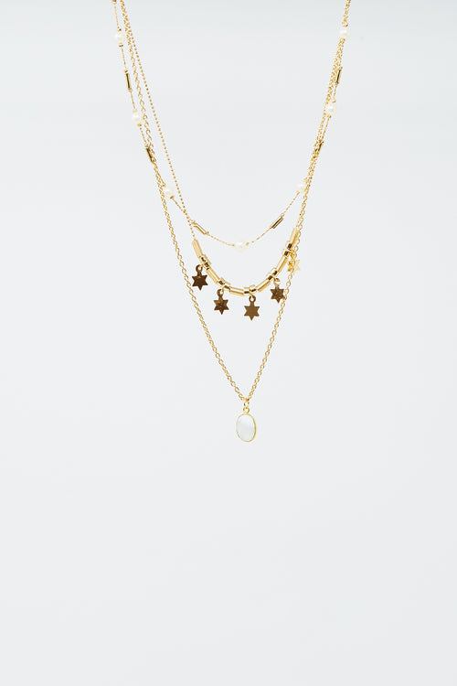 3 in 1 necklace with star and pearl detail
