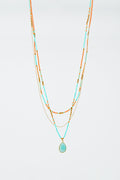 3 in 1 necklace with orange and blue beads