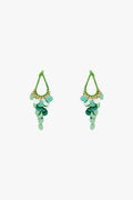Green Waterdrop Earrings With Cascading Sequins