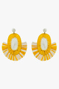 Maxi Dropped Raffia Earrings with Yellow and White Tassels