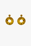 Brown And Yellow Dropped Woven Earrings