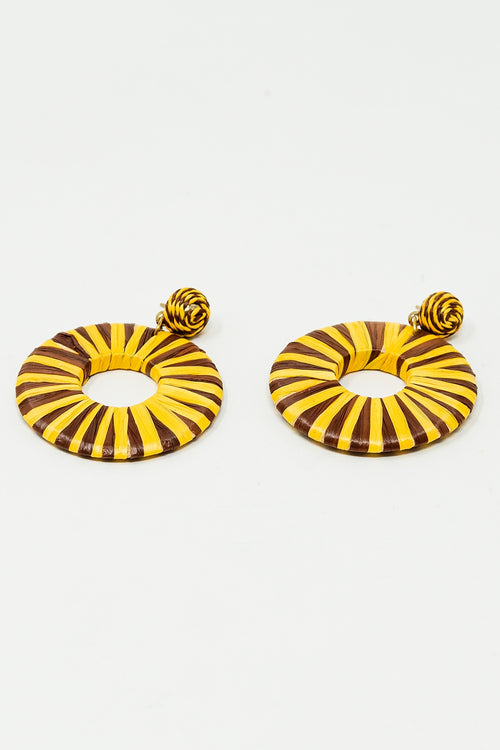 Brown And Yellow Dropped Woven Earrings — view 2 of 3
