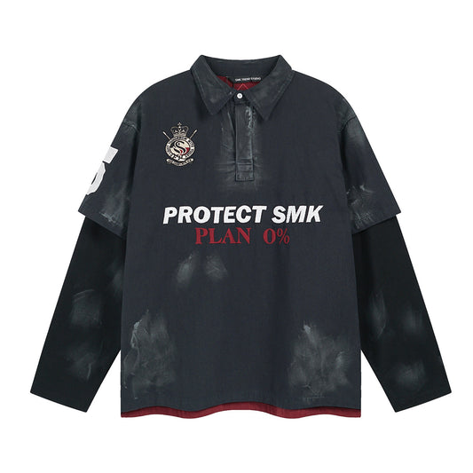 UNIKCOSA NoirFit Embroidered Polo Collar Hoodie Classic 🖤