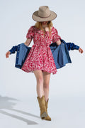 short floral print dress with gathered back