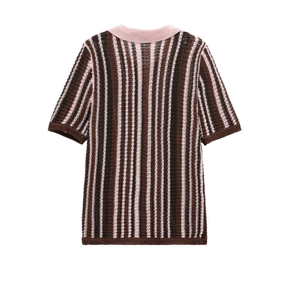 UNIKCOSA Velora Two-Piece Set Striped Knit Top Shorts 💫