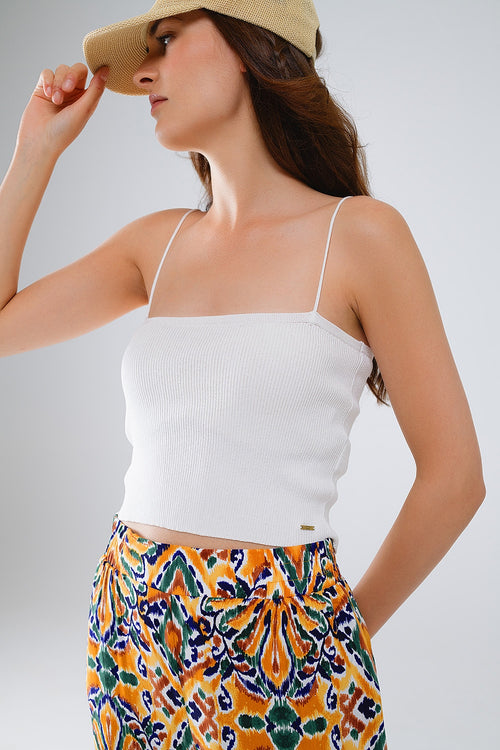 Basic knitted Top In White With Thin Straps — view 2 of 8