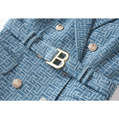 UNIKCOSA Velora Blue Sleeveless Vest Dress Jacquard Denim 💫