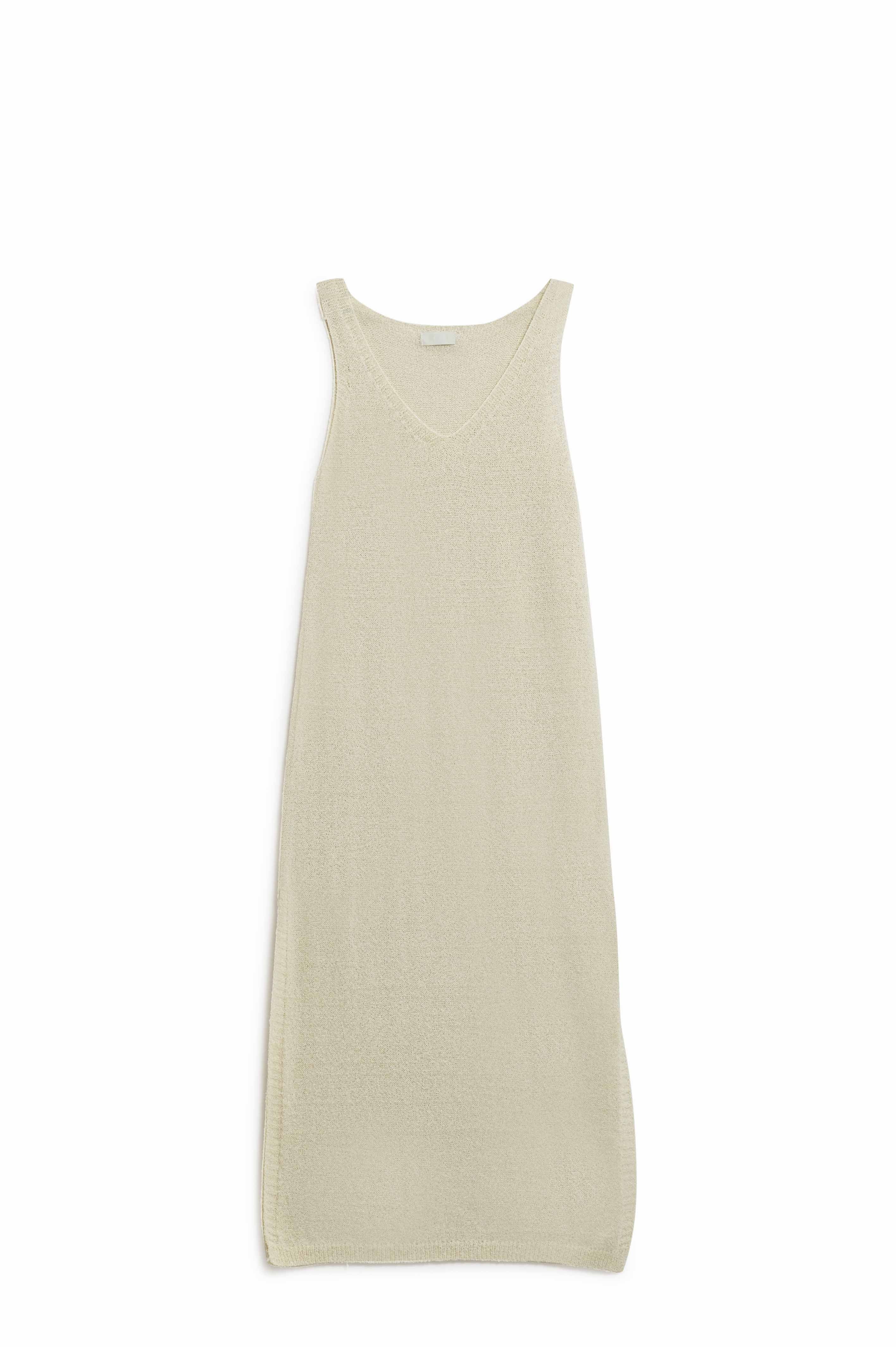 Sleeveless Maxi White Dress With Side Slit
