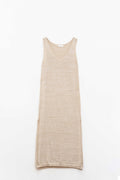 Sleeveless Maxi Beige Dress With Side Slit