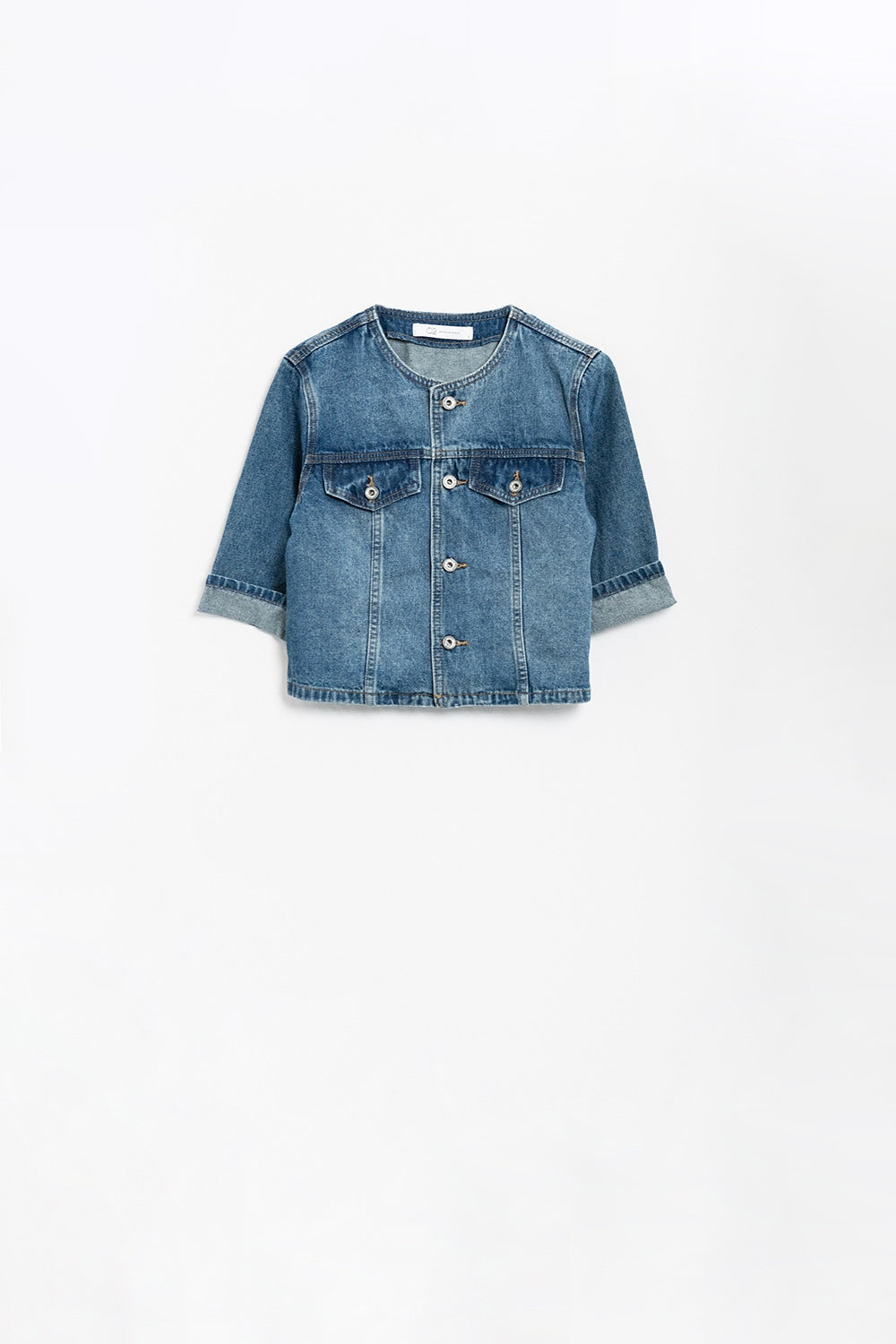 Cropped Denim Jacket CH Style In Mid Wash
