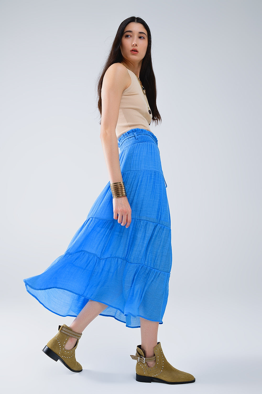 Knitted sleeveless Top in Beige