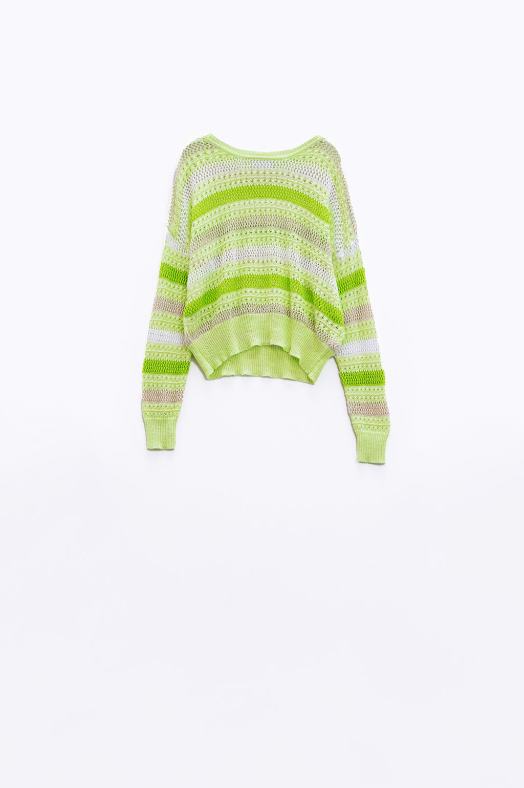 Long Sleeve Light Multicolored Sweater With Boat Neck