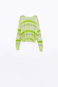 Long Sleeve Light Multicolored Sweater With Boat Neck