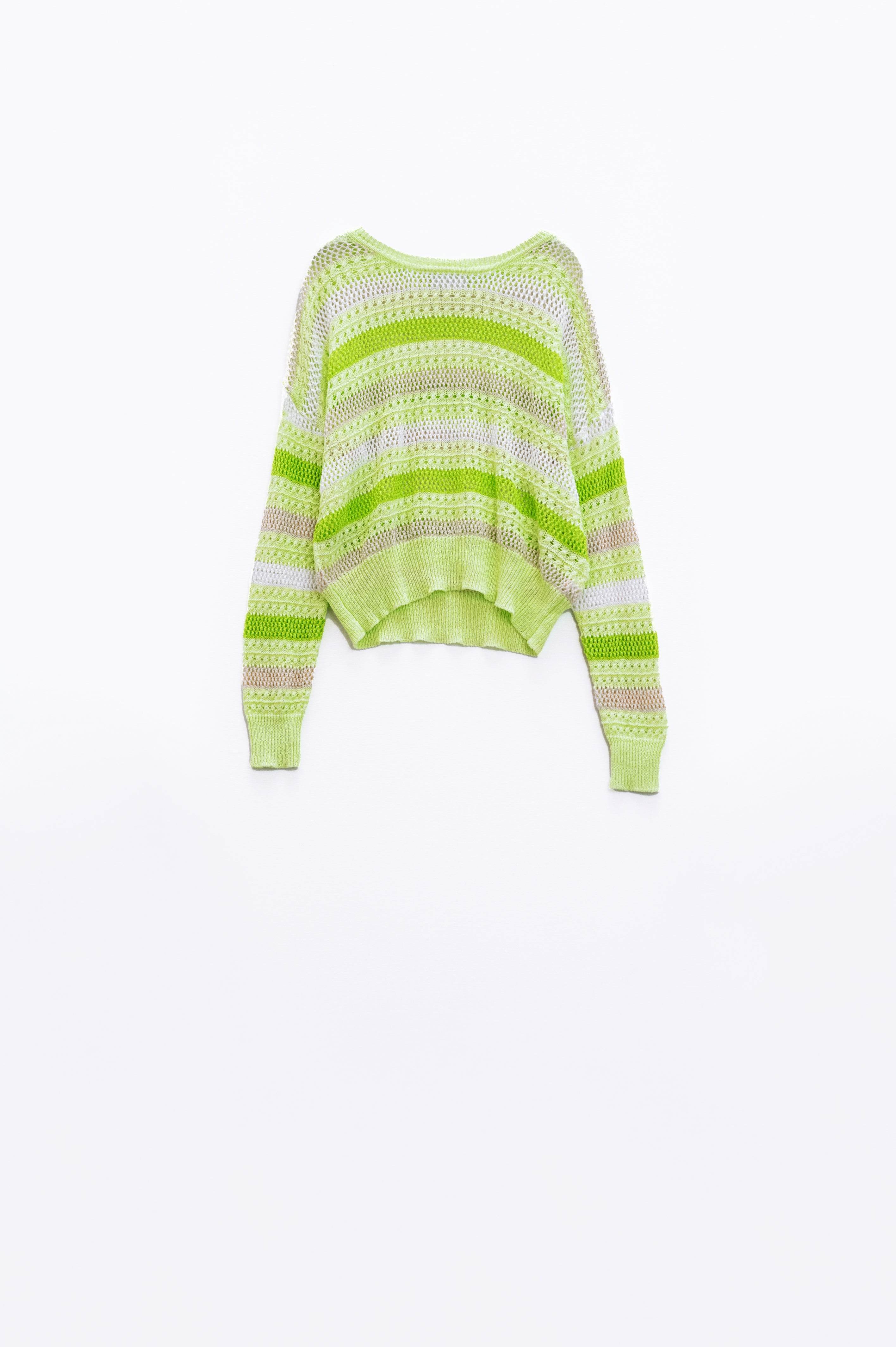 Long Sleeve Light Multicolored Sweater With Boat Neck