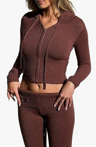 UNIKCOSA KnitMuse Hooded Two-Piece Set for Women 🖤