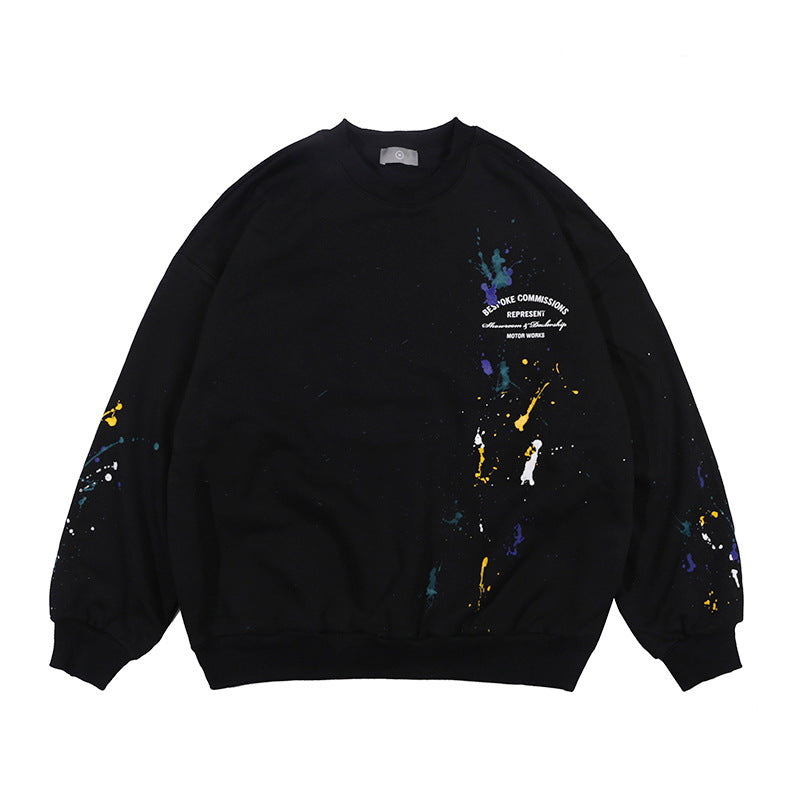 UNIKCOSA RetroMuse Letter Logo Splatter Fleece Sweatshirt 💫
