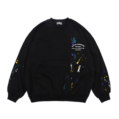 UNIKCOSA RetroMuse Letter Logo Splatter Fleece Sweatshirt 💫