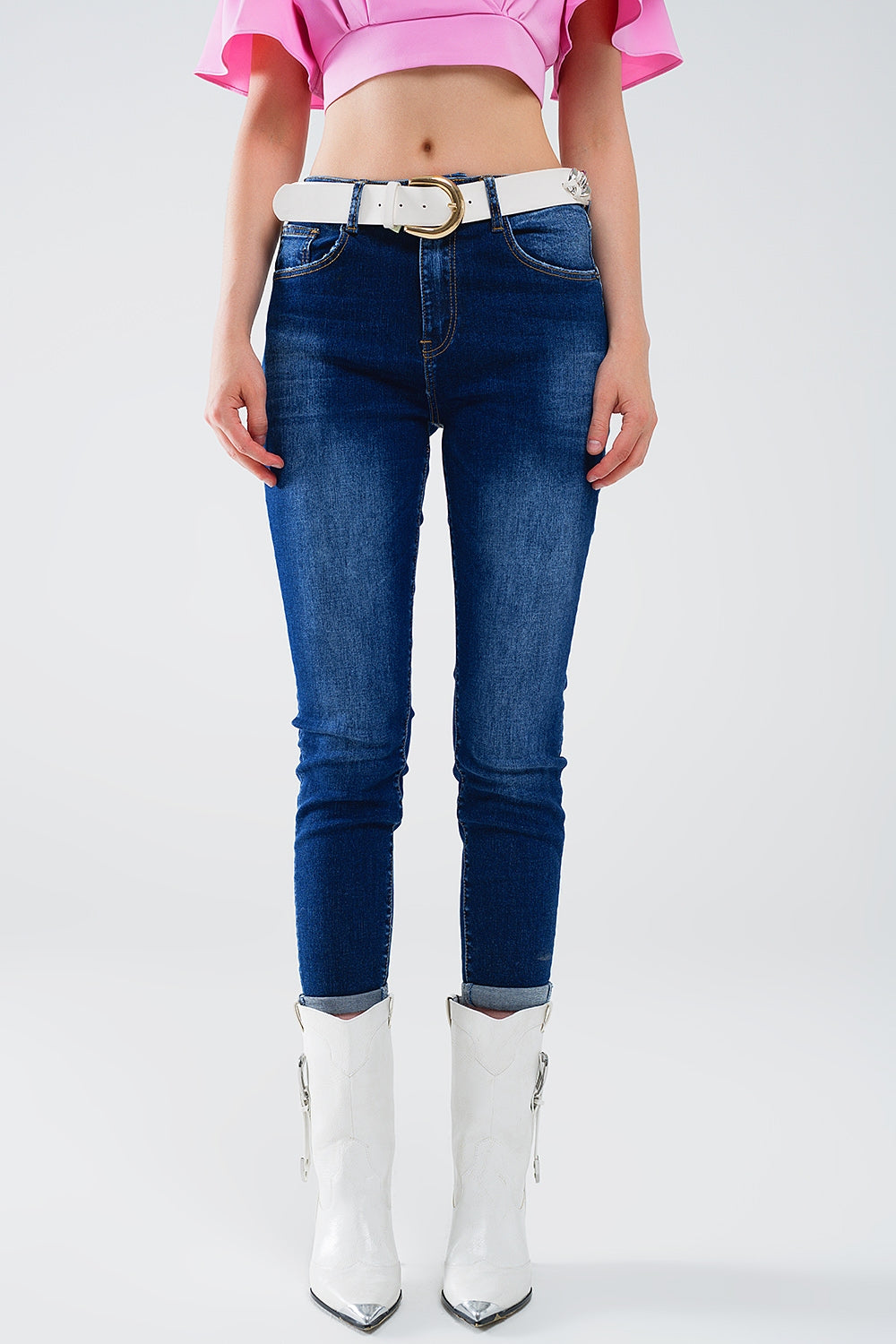 Super Skinny Dark Wash Jeans In Elastic Denim
