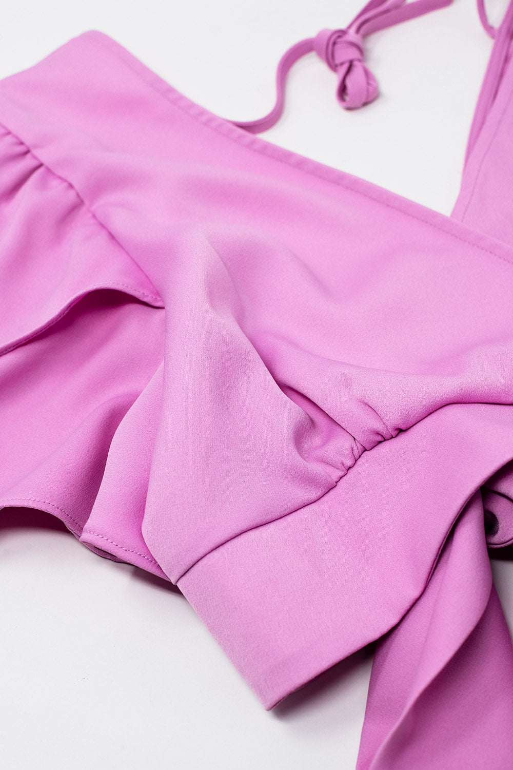 Pink Crop Top With Short Sleeves And V-neck