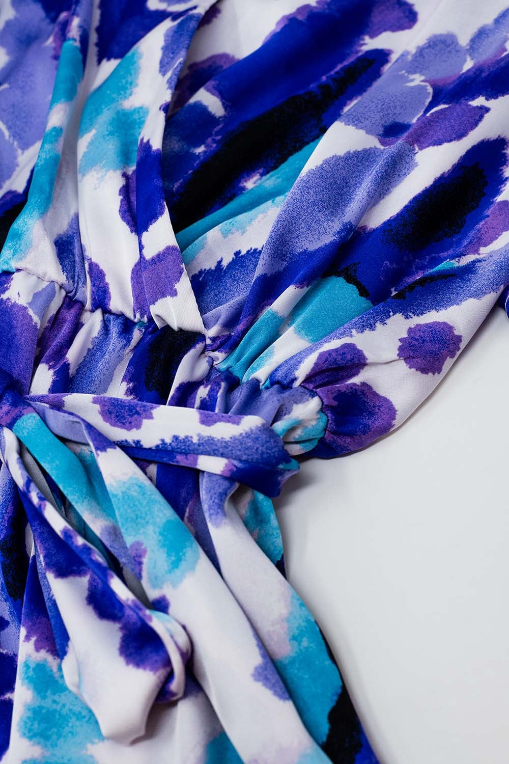 Wrap Short Dress In Blue and Purple Tie-dye