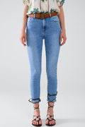Regular Waist super Skinny Jeans in Light Wash with 5 pockets