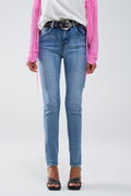 High waisted super skinny jeans in stonewash vintage blue