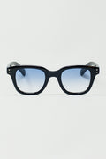 Retro Round Sunglasses With Smoke Blue Lens in Black