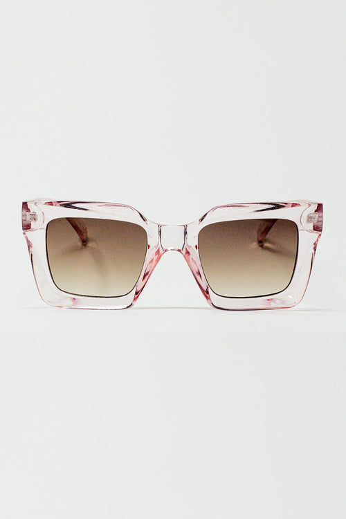 90's Squared Sunglasses in Pink