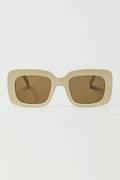 Oval Sunglasses With Smoke Lens In Beige
