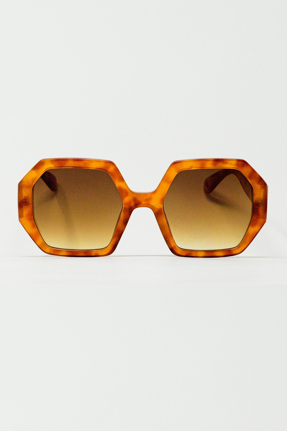 Hexagonal Oversized Sunglasses In Vintage Tortoiseshell