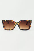 Elongated Squared Sunglasses With Dark Lenses in Tortoise Shell
