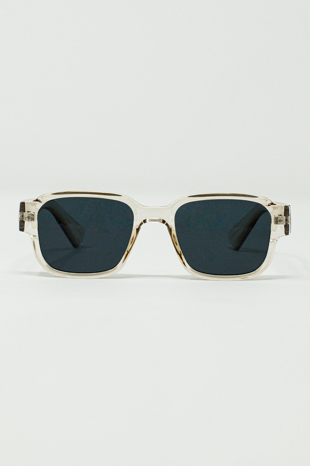 Chunky Square Sunglasses With Transparent Smoky Frame