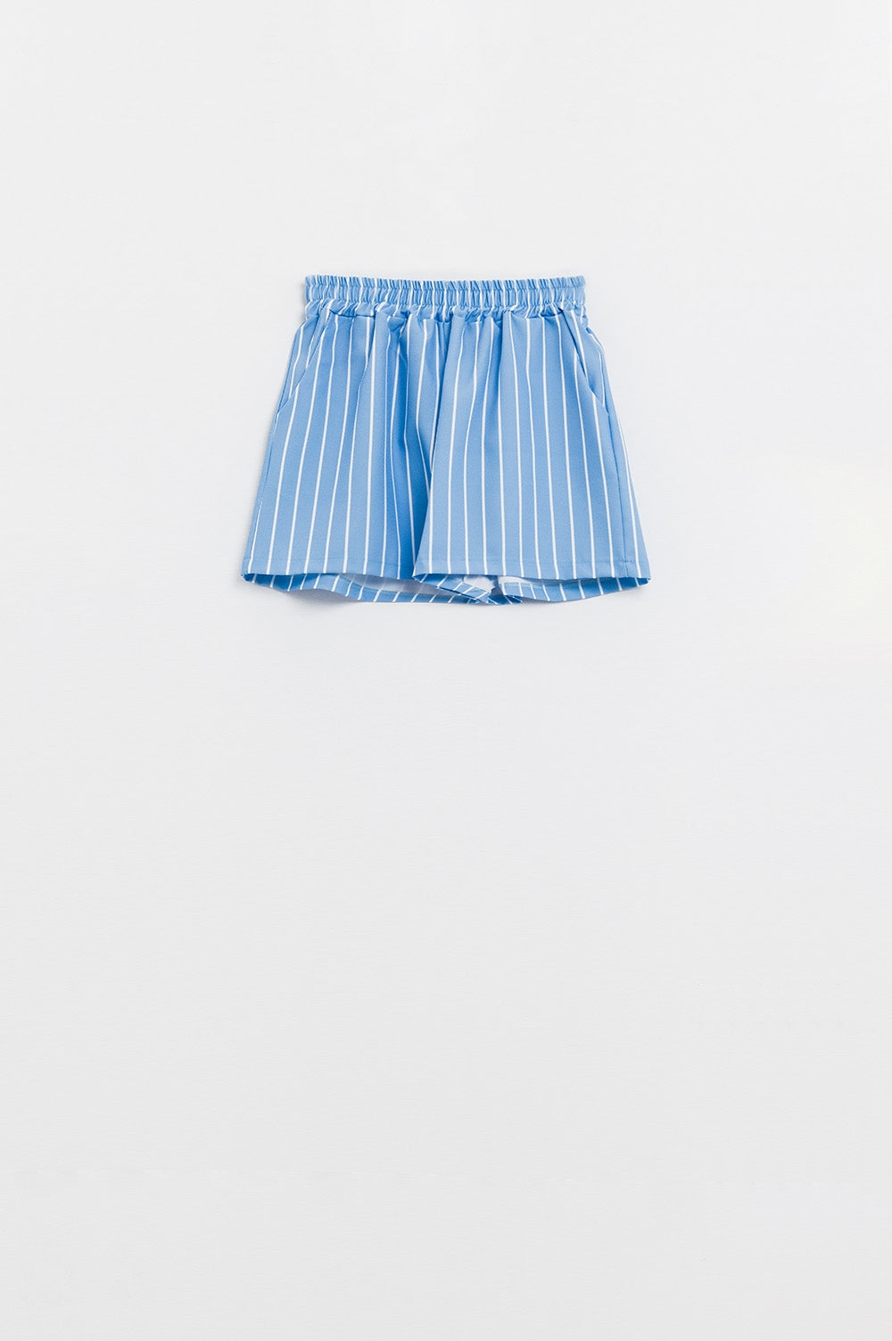 Blue Striped Flowing Shorts