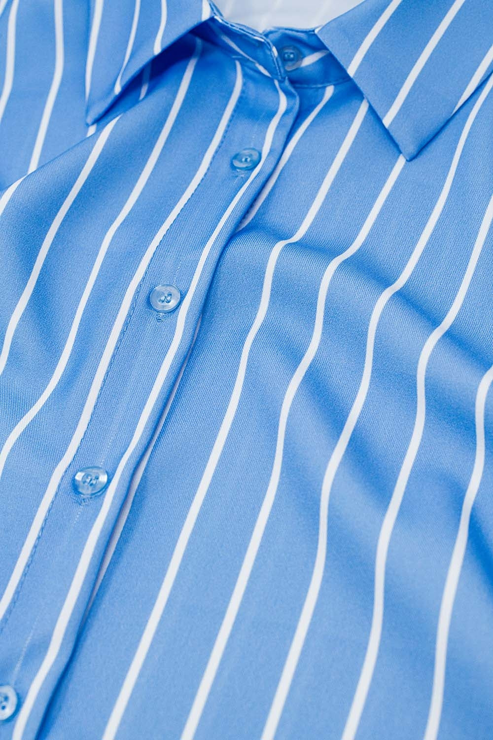 Blue Striped Short-Sleeved Shirt