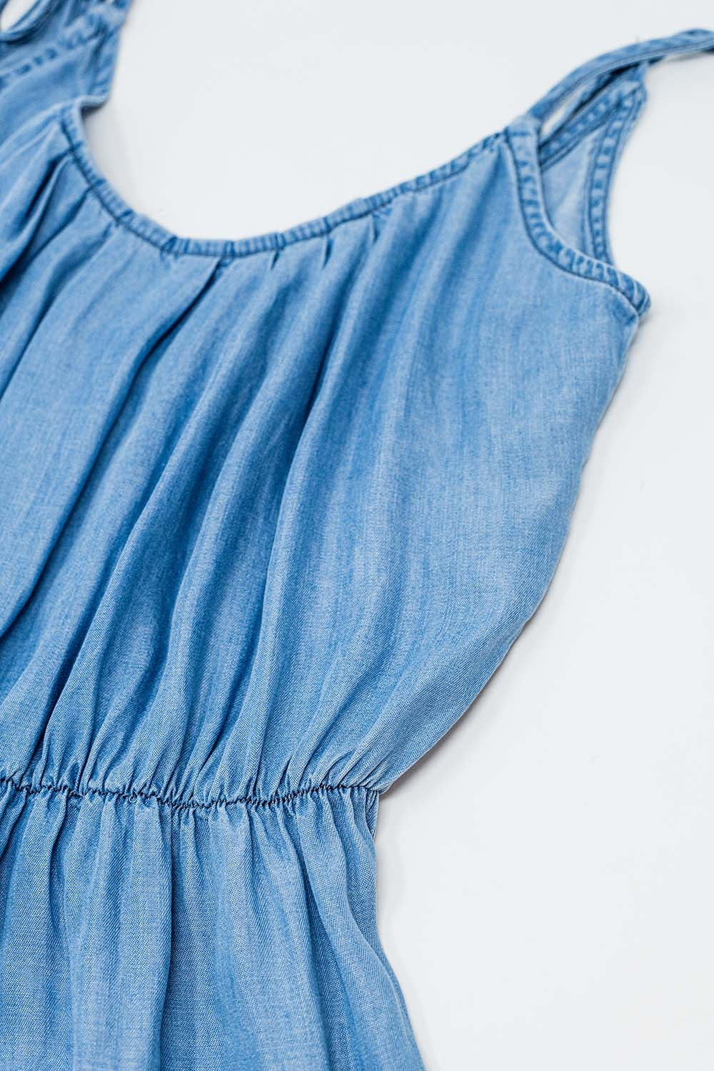 Sleevless Tencel Denim Jumpsuit With Elastic Waist