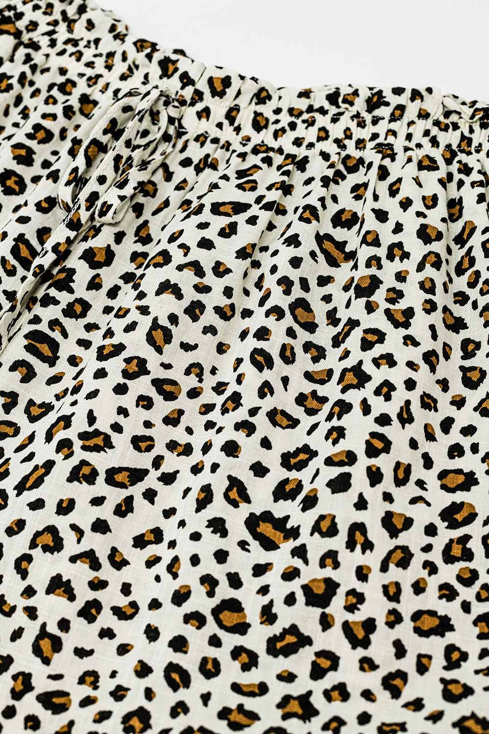 Elasticated Waist Straight Leg Pants In Leopard Print