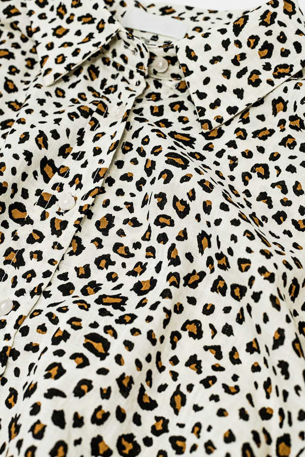 Relaxed Oversized Leopard Print Short Sleeves Shirt