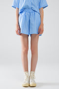 Blue Striped Flowing Shorts