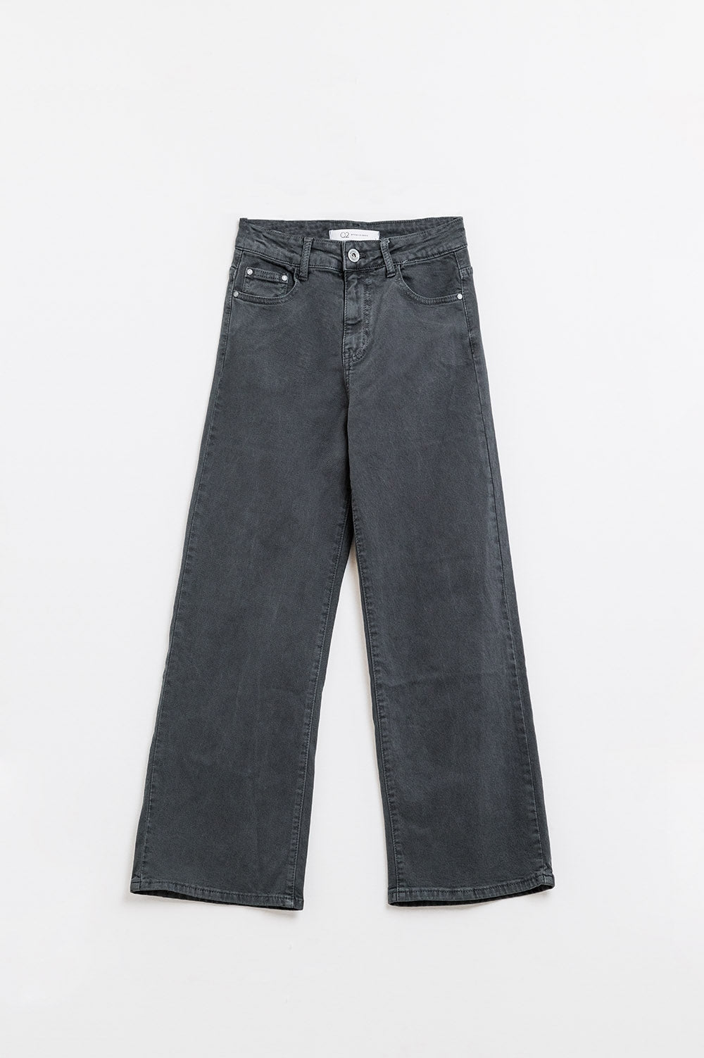 UNIKCOSA Gray Cropped Wide-Leg Jeans