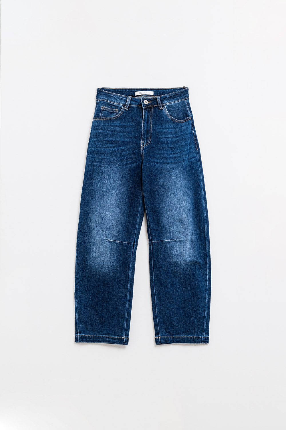 Blue Straight Jeans With Seam Details