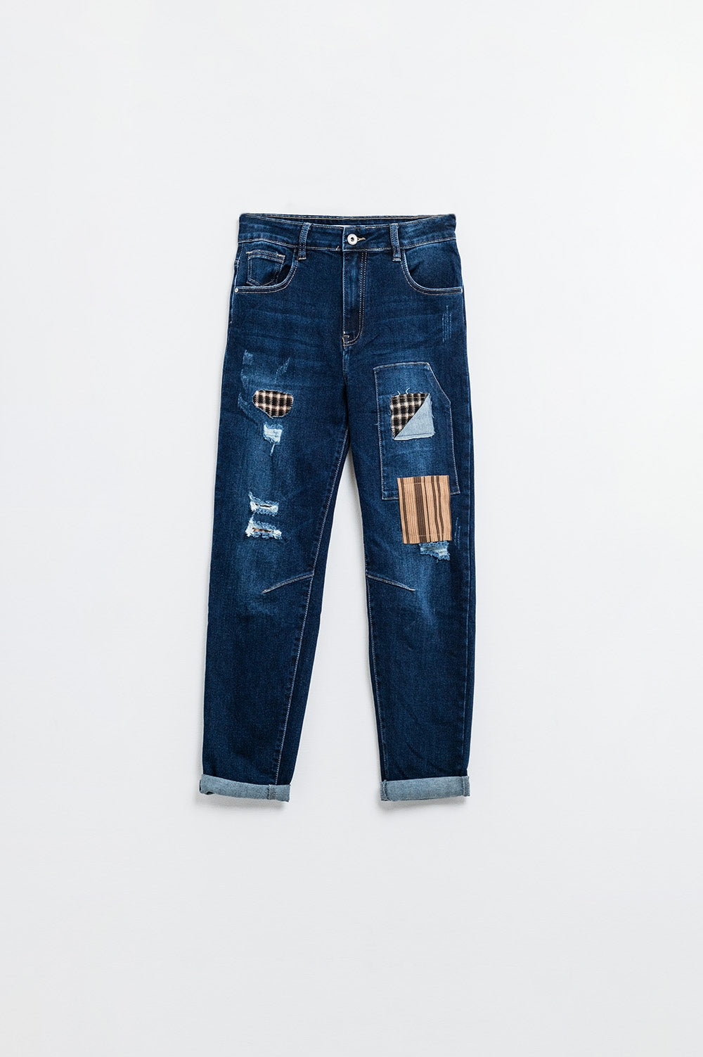 relaxed denim with patches