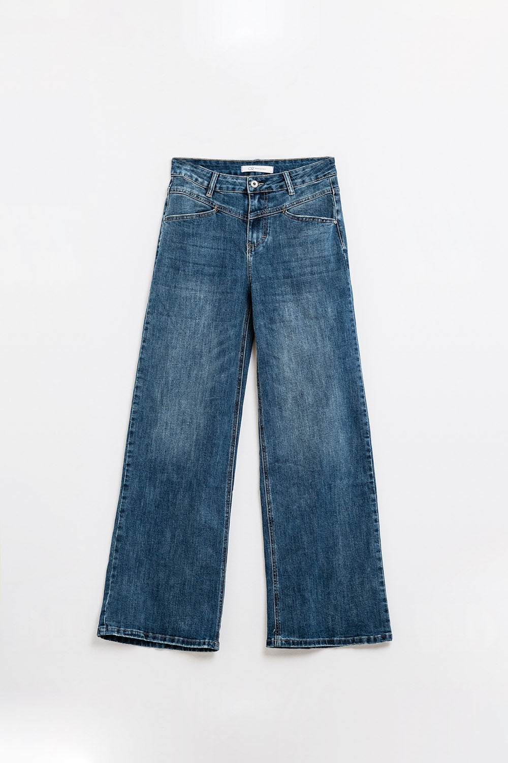 Blue Flare Jeans With Stitching Detail