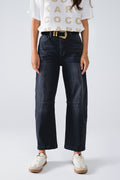 Black Straight Jeans With Seam Detail