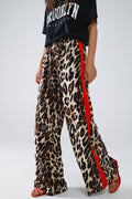 UNIKCOSA Leopard Straight Pants With Red Stripes Down The Sides