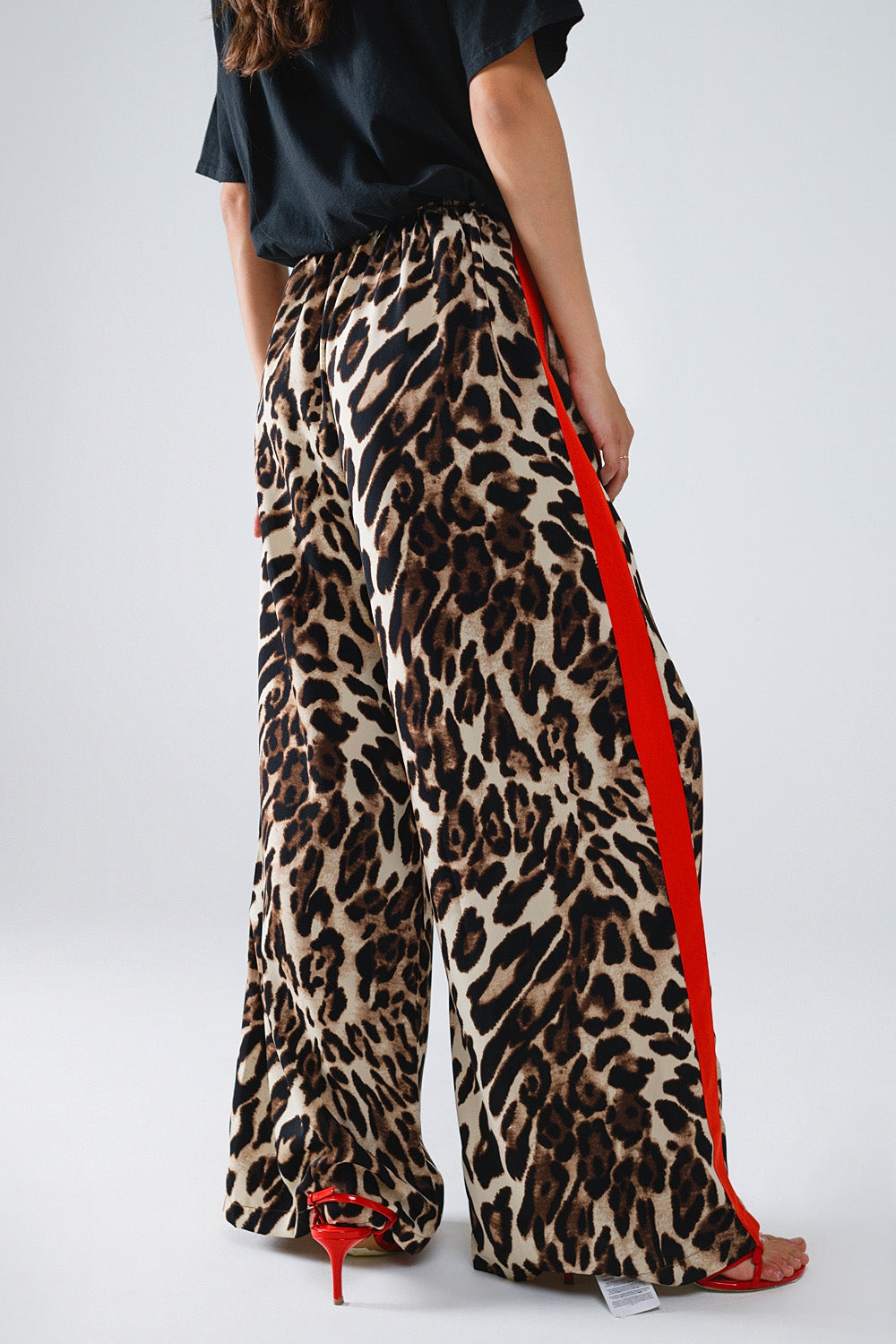 UNIKCOSA Leopard Straight Pants With Red Stripes Down The Sides