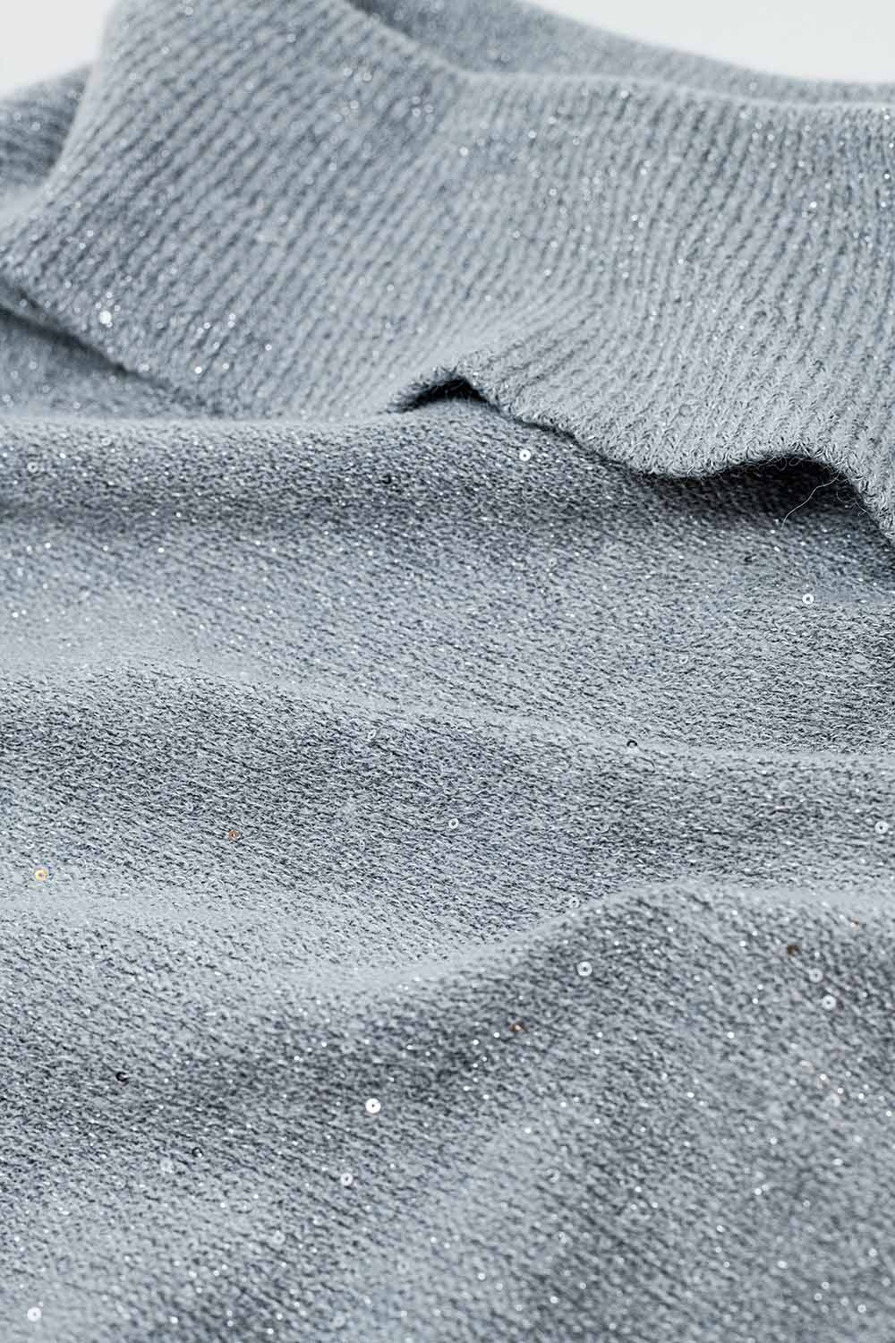 Grey boat neck sweater with sequins